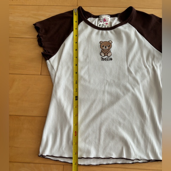 Jenna and Jessie Teddy Bear Ribbed Raglan Top (girls 14/L) - Picture 7 of 9